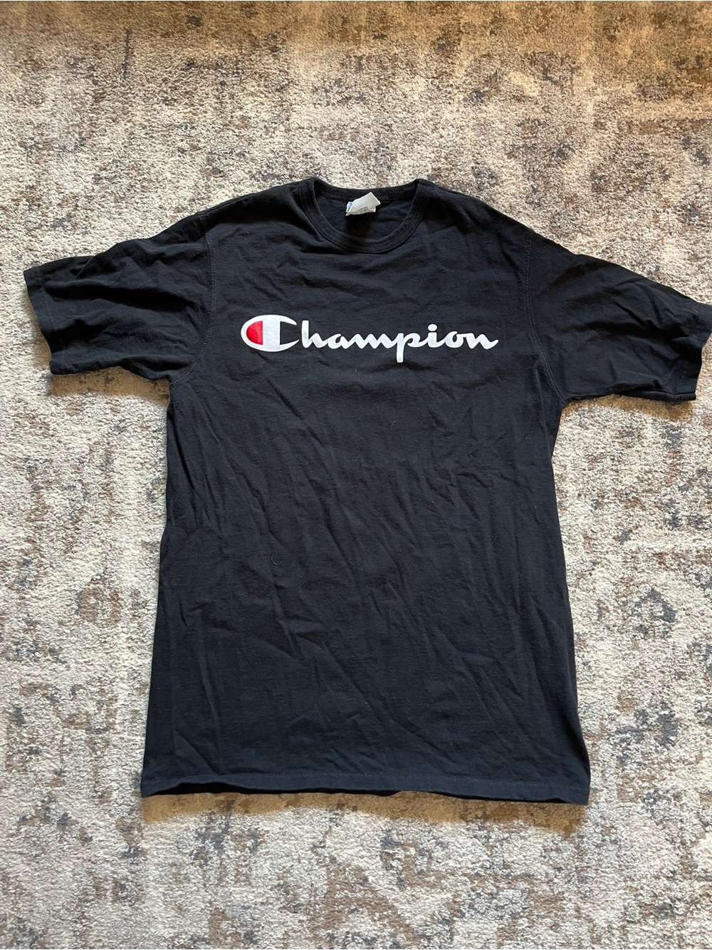 Champion Men's Large Black T-Shirt – Classic Jersey Script (GT23H)